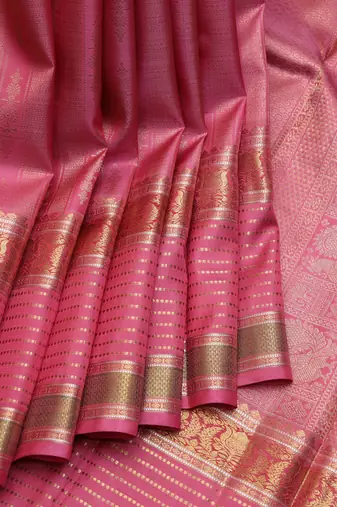 Pink and red pure zari silk saree