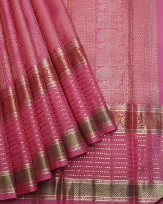 Pink and red pure zari silk saree 2