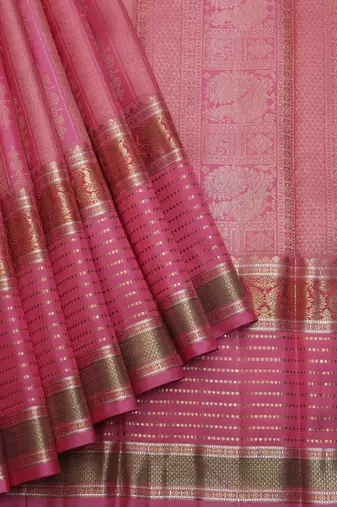 Pink and red zari silk saree with blouse