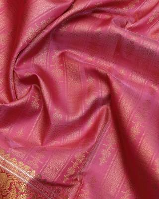 Pink and red pure zari silk saree 3