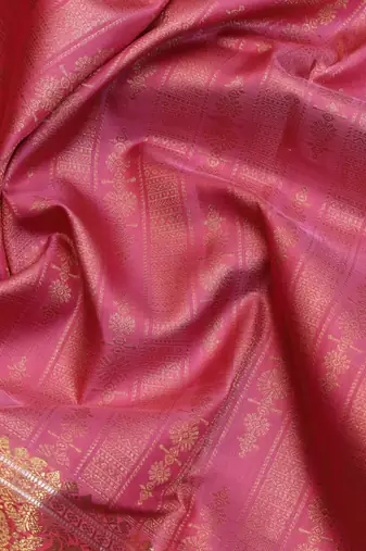 Pink and red zari silk saree with blouse