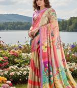 multicolor  printed saree with blouse