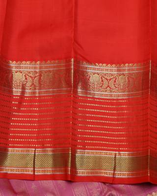 Pink and red pure zari silk saree 4