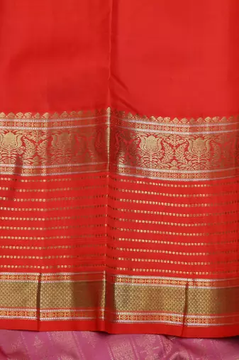 Pink and red zari silk saree with blouse