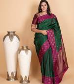 British racing green pure zari kanjivaram silk saree