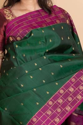 British racing green pure zari kanjivaram silk saree 2