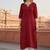 Red  embroidered rayon kurta set