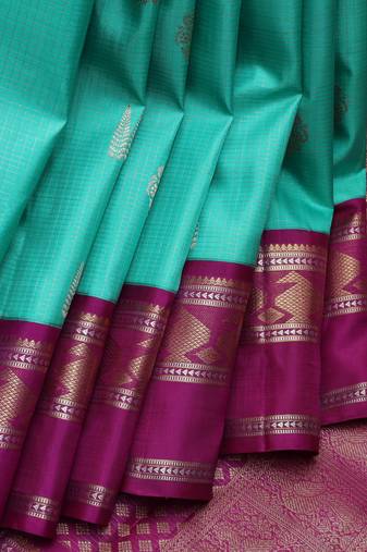 Aqua green pure zari kanchipuram silk saree