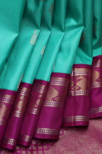 Aqua green pure zari kanchipuram silk saree