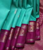 Aqua green pure zari kanchipuram silk saree