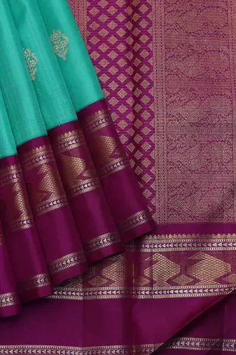 Aqua green pure zari kanchipuram silk saree
