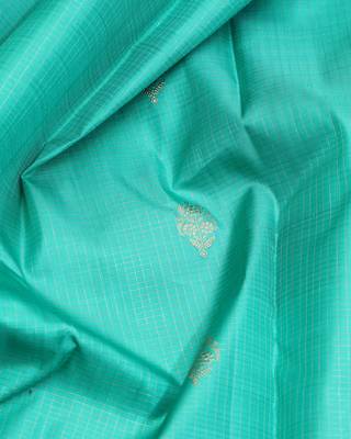 Aqua green pure zari kanchipuram silk saree 3