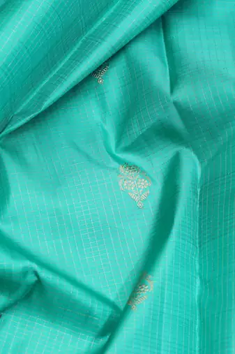 Aqua green pure zari kanchipuram silk saree