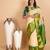 Parchment white and emerald green pure kanjivaram silk saree