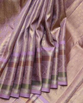 Lavender tissue pure zari kanjivaram silk saree 1
