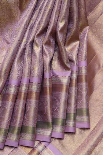 Lavender tissue pure zari kanjivaram silk saree