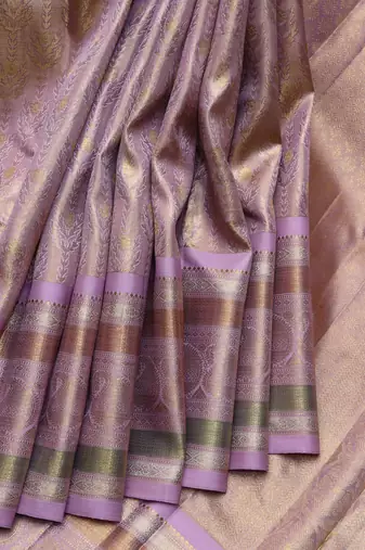 Lavender tissue pure zari kanjivaram silk saree