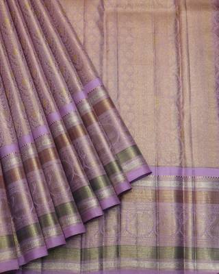 Lavender tissue pure zari kanjivaram silk saree 2