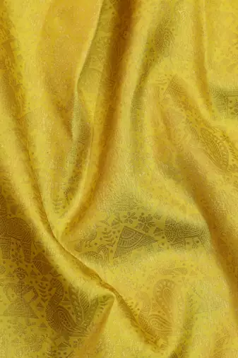 Yellow and lavender pure zari silk saree