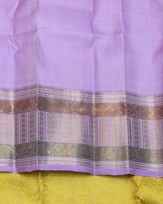 Yellow and lavender pure zari silk saree 4