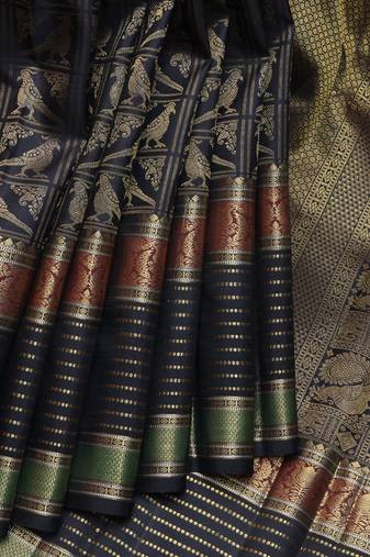 Black pure zari silk saree