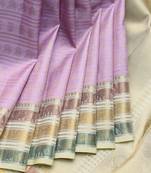 Lavender and cream pure zari silk saree
