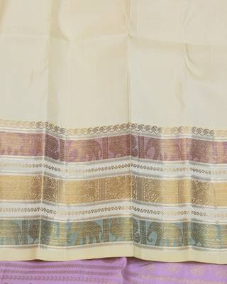 Lavender and cream pure zari silk saree 4