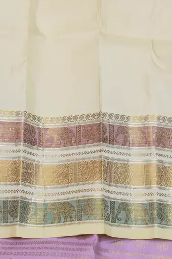 Lavender and cream pure zari silk saree