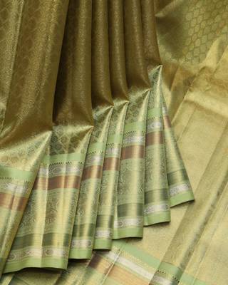 Pear green tissue pure zari kanjivaram silk saree 1