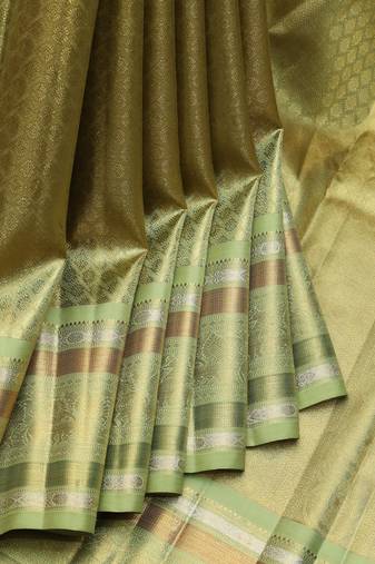 Pear green tissue pure zari kanjivaram silk saree