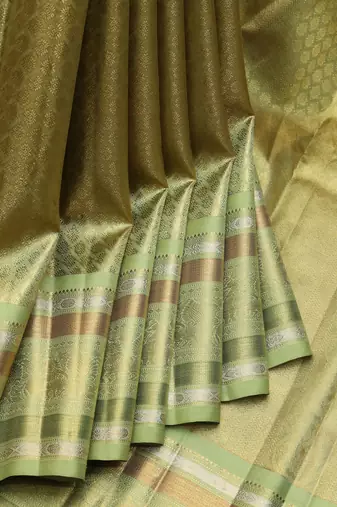 Pear green tissue pure zari kanjivaram silk saree