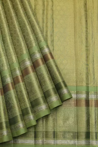 Pear green tissue pure zari kanjivaram silk saree