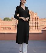 Black  embroidered rayon kurta set