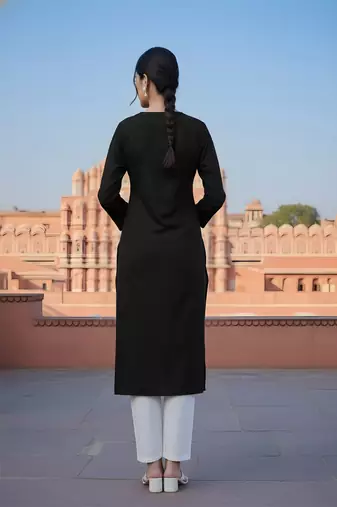 Black  embroidered rayon kurta set