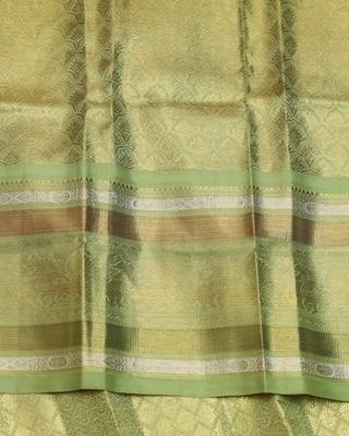 Pear green tissue pure zari kanjivaram silk saree 4
