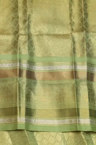 Pear green tissue pure zari kanjivaram silk saree