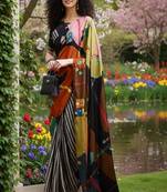 multicolor  printed saree with blouse