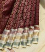 Maroon and cream designer kanchipuram silk saree