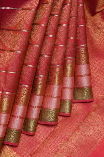 Dual tone tomato red pattu saree