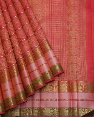 Dual tone tomato red pattu saree 2