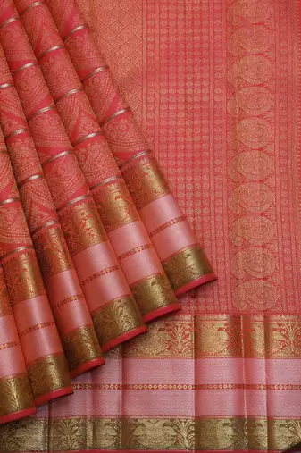 Dual tone tomato red pattu saree