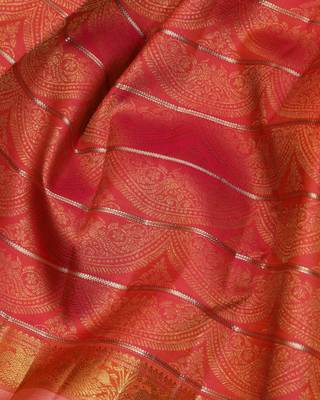 Dual tone tomato red pattu saree 3