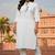 White embroidered rayon kurta set