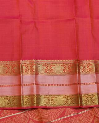 Dual tone tomato red pattu saree 4