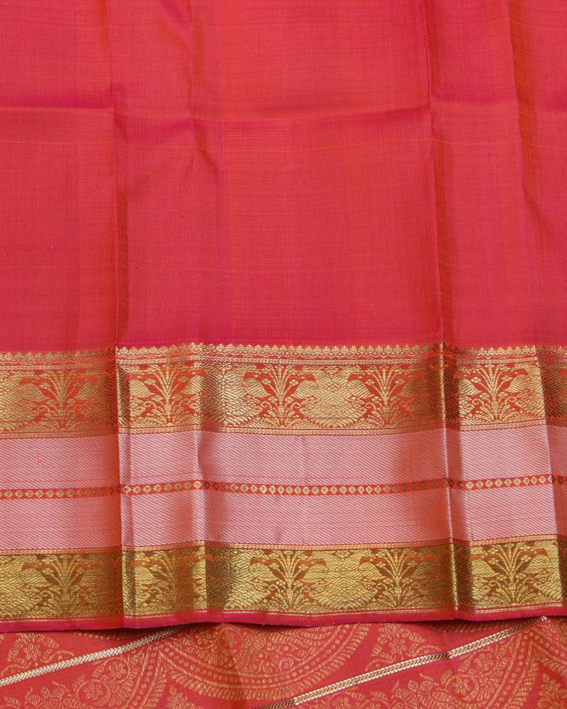 Dual tone tomato red pattu saree