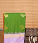 Avocado green and lilac semi silk saree