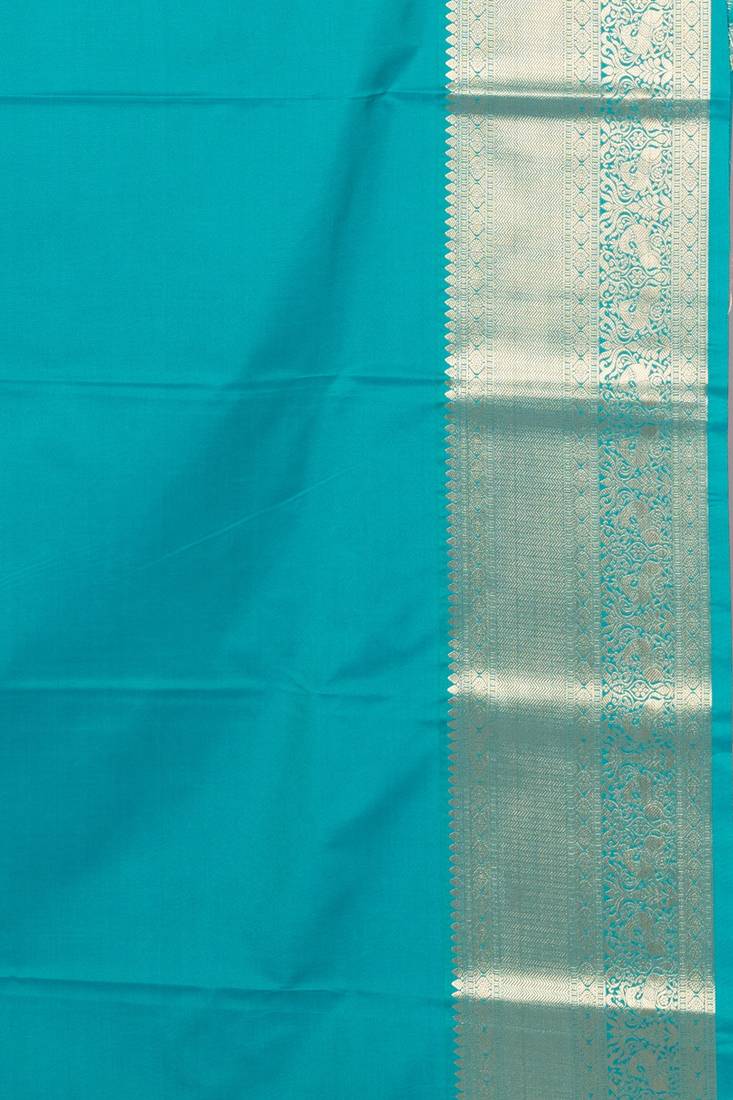 Red and blue semi silk saree