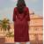 Red embroidered rayon kurta set