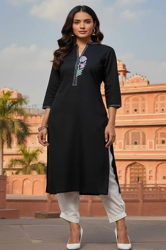 Back embroidered rayon kurta set