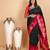 Black and crimson red pure soft silk saree